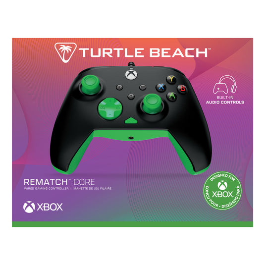Turtle beach rematch core bedrade controller (zwart groen, xbox serie x|s, xbox one, pc)