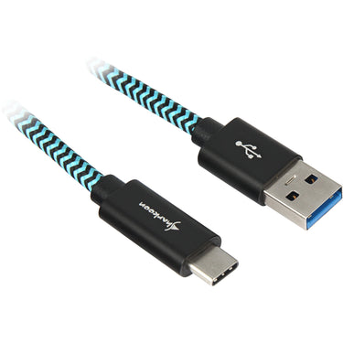 Sharkoon usb 3.2 kabel, usb-a > usb-c (zwart lichtblauw, 0,5 meter)