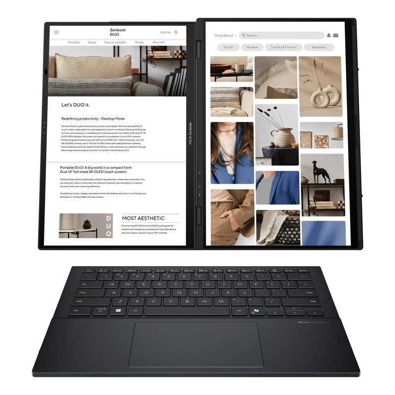 Afbeelding laden in galerijviewer, Asus zenbook duo ux8406ca-ql038w 14 copilot+ 2-in-1 laptop (grijs | ultra 7 255h | arc 140t | 32 gb | 1 tb ssd | oled | touch)
