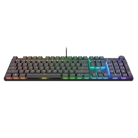 Trust gxt 866 torix mechanisch gaming toetsenbord (zwart, us lay-out (qwerty), huano red, 100%, rgb)