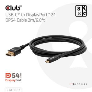 Club 3d usb-c naar displayport 2.1 kabel (zwart, 2 meter)