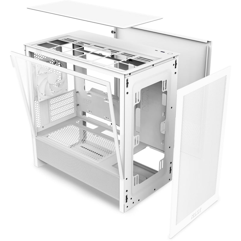 Load image into Gallery viewer, Nzxt h3 flow midi tower behuizing (wit (mat) | 1x usb-a | 1x usb-c | tempered glass)
