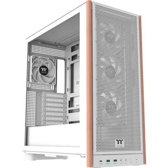Thermaltake s370 ws snow midi tower behuizing (wit | 2x usb-a | 1x usb-c | tempered glass)