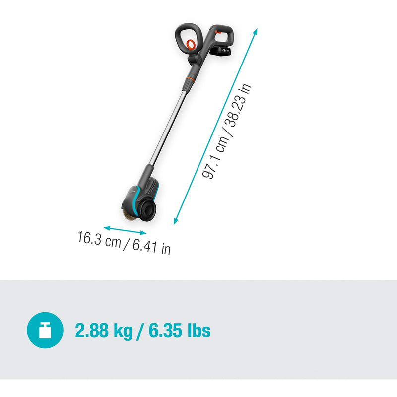 Load image into Gallery viewer, Gardena easyweed accu-onkruidborstel 1800 18v p4a gebruiksklare set onkruidverwijderaar (grijs turquoise, accu en oplader inbegrepen, power for all alliance)
