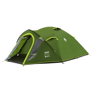 Coleman darwin 3 plus koepeltent (donkergroen lichtgroen, met voorbouw, model 2025)