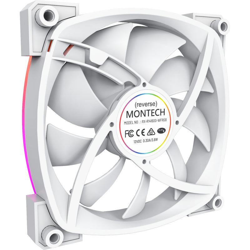 Load image into Gallery viewer, Montech rx140 pwm rgb case fan (wit, 140 x 25 x 140 mm, 3-pin argb)
