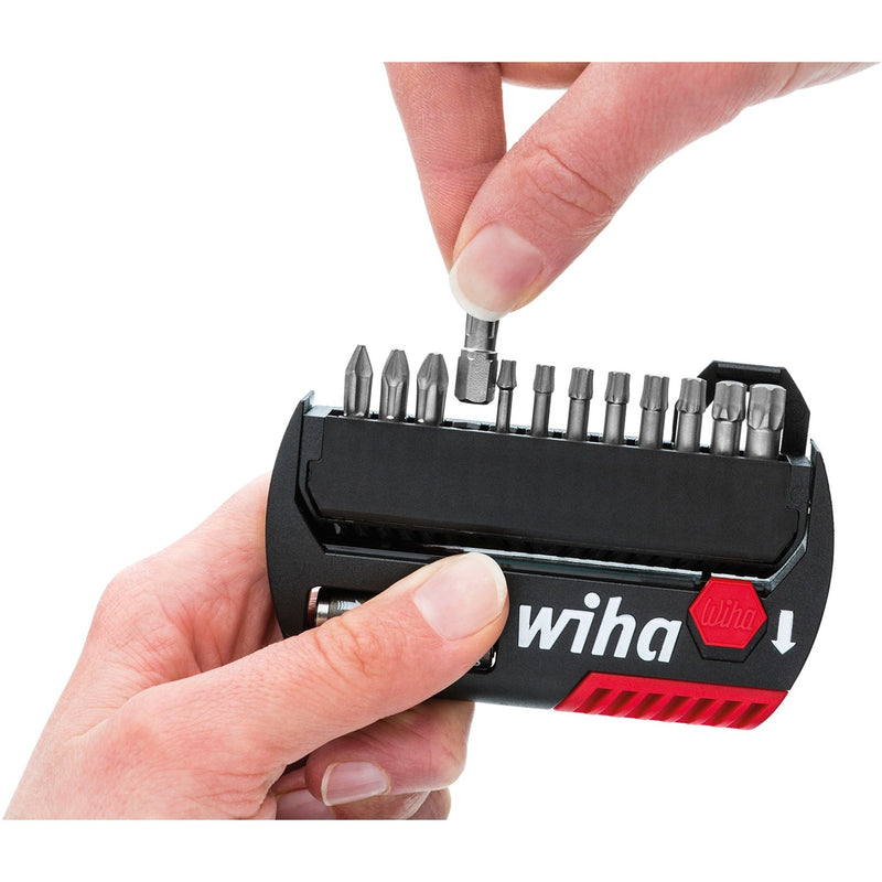 Load image into Gallery viewer, Wiha bitset flipselector standard 25 mm (zwart rood, phillips, pozidriv, torx® 13-delig 1 4 c6,3 met riemclip)
