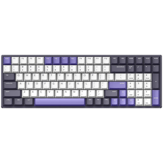 Iqunix f97 lavandin wireless mechanical keyboard (lavendel, us lay-out (qwerty), cherry mx brown, 96%, rgb leds, hot-swappable, pbt, 2.4ghz | bluetooth 5.1 | usb-c)