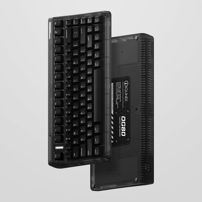 Load image into Gallery viewer, Iqunix og80 dark side wireless mechanical keyboard, gaming toetsenbord (zwart, us lay-out, cherry mx blue, rgb leds, 80% (tkl), hot-swappable, pbt, 2.4ghz | bluetooth 5.1 | usb-c)
