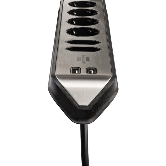 Brennenstuhl ®estilo hoekaansluitdoosstrook met usb laadfunctie 6-weg 4x b eschermend contactdoos 2x euro zilver zwart