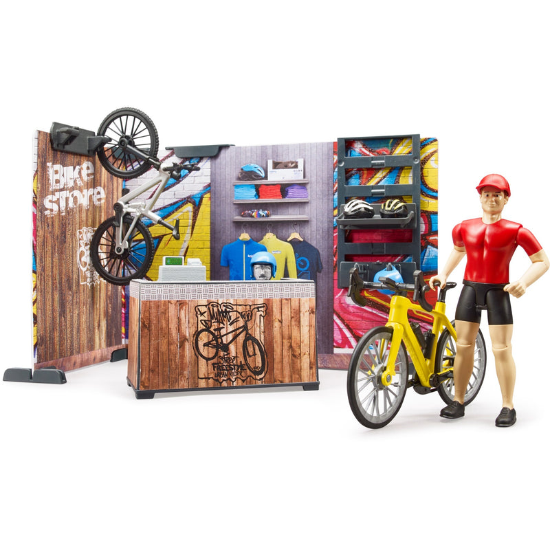 Load image into Gallery viewer, Bruder bworld fietsenwinkel speelfiguur (63120)
