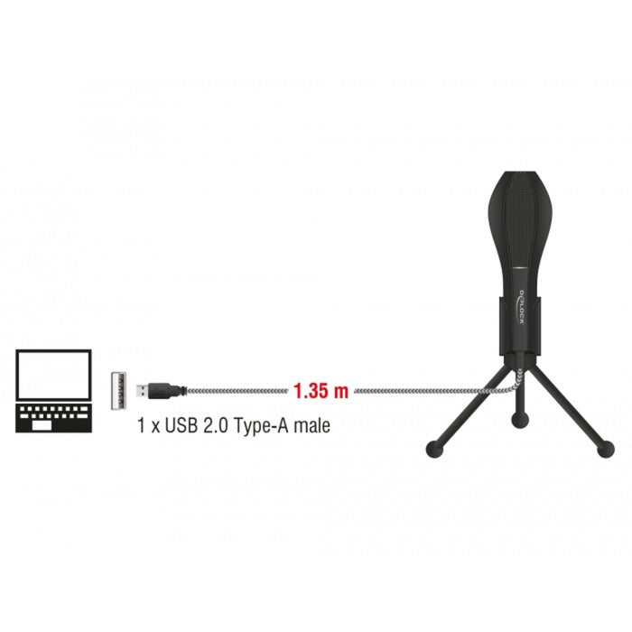 Load image into Gallery viewer, Delock usb condenser microfoon (zwart, met tafel standaard)
