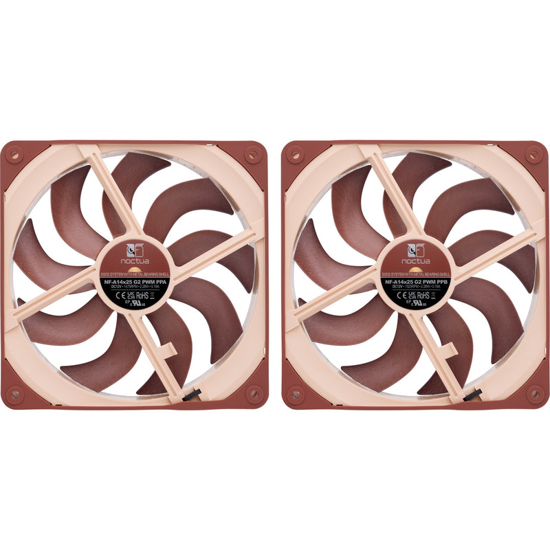 Load image into Gallery viewer, Noctua nf-a14x25 g2 pwm sx2-pp case fans (bruin, 2 stuks, 140 x 140 x 25 mm)
