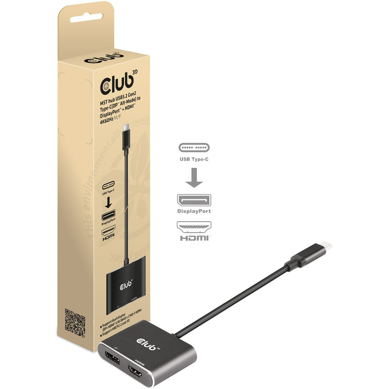 Load image into Gallery viewer, Club 3d usb-c (dp alt-mode) naar displayport + hdmi hub (zwart)
