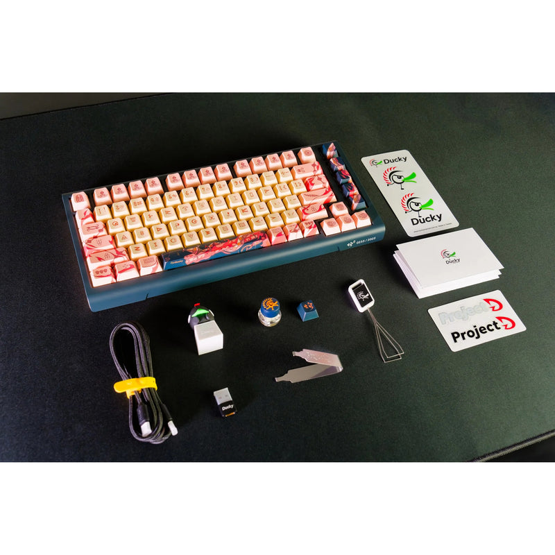 Load image into Gallery viewer, Ducky year of the snake 2025 limited edition rgb mechanisch gaming toetsenbord (zwart, us lay-out (qwerty), cherry mx2a brown, 75%, rgb, pbt dye-sub keycaps, hot-swap)
