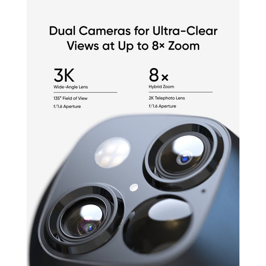 Eufy s340 solocam beveiligingscamera (wit, met dual lens en solar panel)