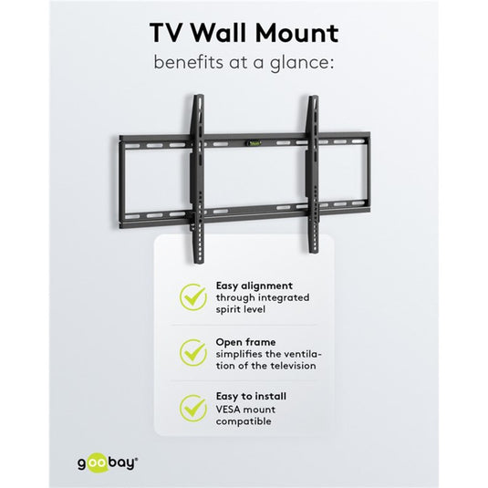 Goobay tv wall mount fixed 43 - 100 inch (109 - 254 cm), max. 70 kg wandmontage (zwart)