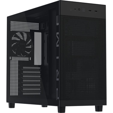 Asus prime ap303 - tempered glass panel midi tower behuizing (zwart | 2x usb-a | 1x usb-c | tempered glass)