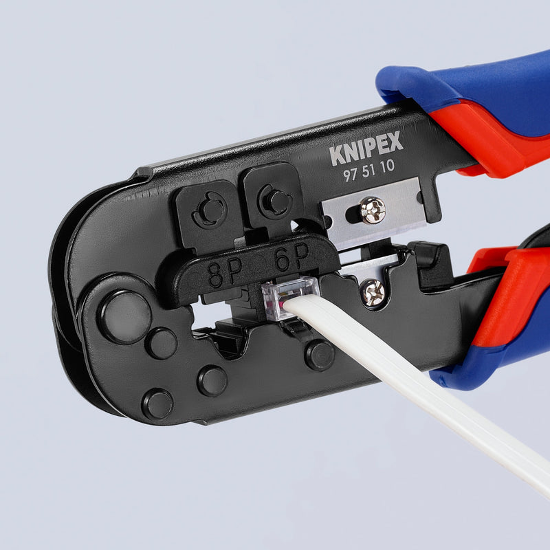 Load image into Gallery viewer, Knipex krimptang 97 51 10 sb (blauw rood, rj-11 12 en rj-45 stekker)
