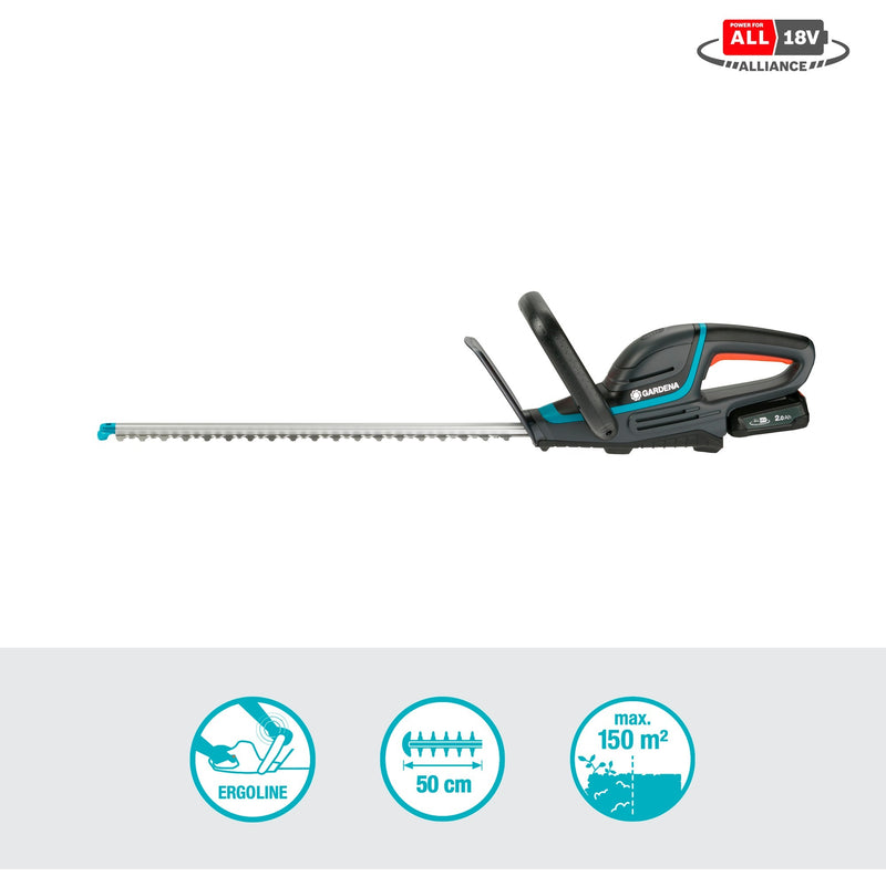 Load image into Gallery viewer, Gardena accu heggenschaar comfortcut 50 18v p4a set (grijs turquoise, 14730-20, accu inbegrepen)
