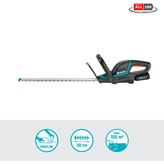 Gardena accu heggenschaar comfortcut 50 18v p4a set (grijs turquoise, 14730-20, accu inbegrepen)