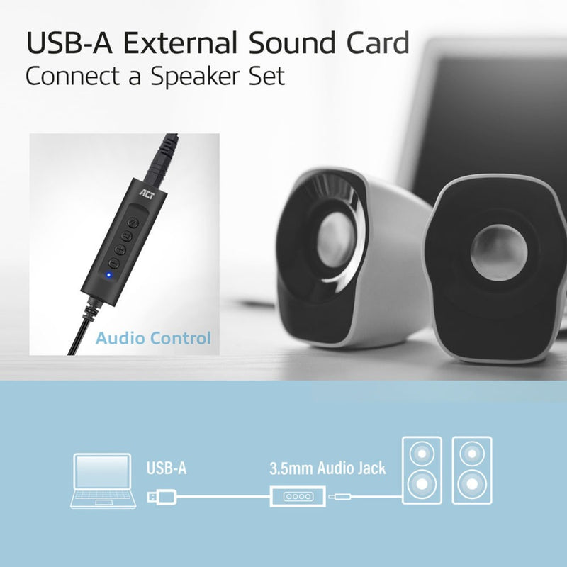 Load image into Gallery viewer, Act connectivity usb-a externe geluidskaart (zwart)
