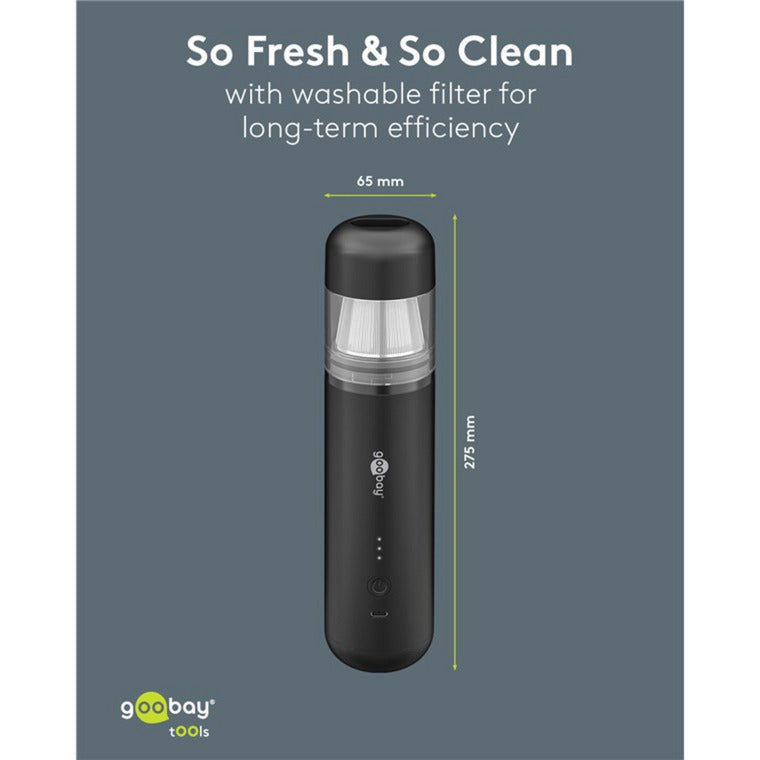 Load image into Gallery viewer, Goobay cordless mini vacuum cleaner superior handstofzuiger (zwart)
