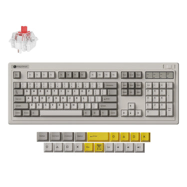 Keychron r6-m1 qmk wireless mechanical keyboard (grijs, us lay-out (qwerty), super red, 100%, rgb, cherry pbt, hot swap, 2.4 ghz bluetooth 5.3 usb-c)