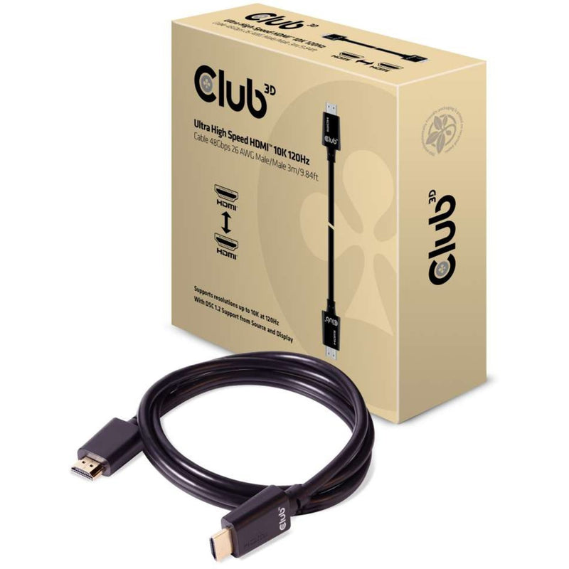 Load image into Gallery viewer, Club 3d gecertificeerde ultra high speed hdmi 2.1 kabel (zwart, 3 meter, 8k)
