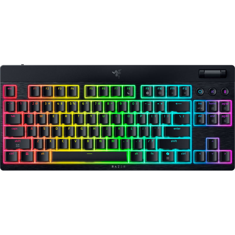 Load image into Gallery viewer, Razer blackwidow v4 low-profile rgb mechanisch gaming toetsenbord (zwart, us lay-out (qwerty), low-profile yellow, 80% (tkl))
