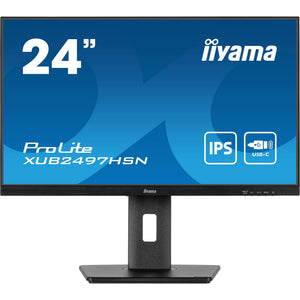 Iiyama prolite xub2497hsn-b2 23.8 monitor (zwart, hdmi, displayport, 3x usb-a, usb-c, rj-45)