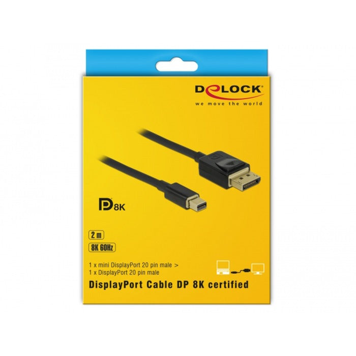 Load image into Gallery viewer, Delock mini displayport > displayport kabel (zwart, 2 meter, 8k 60 hz )

