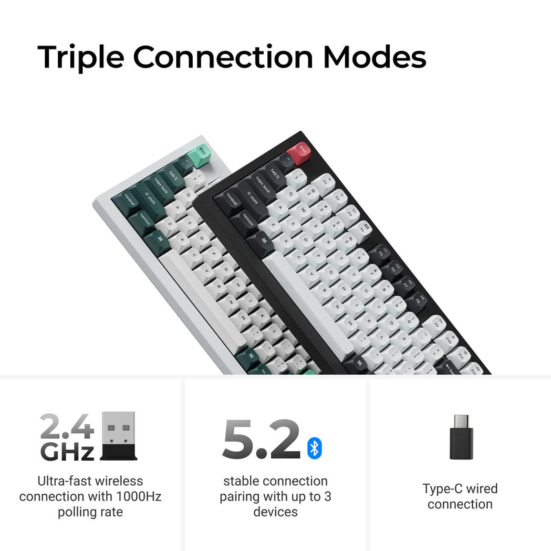 Load image into Gallery viewer, Keychron q5 he qmk wireless custom keyboard (wit, us lay-out (qwerty), gateron double-rail magnetic nebula, 96%, rgb leds, osa double-shot pbt, hot swap, knob, 2.4ghz | bluetooth 5.1 | usb-c)
