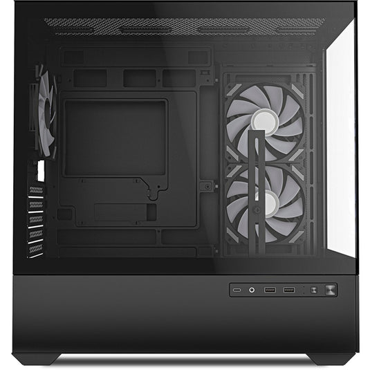 Sharkoon mk6 rgb mini tower behuizing (zwart | 2x usb-a | 1x usb-c | rgb | tempered glass)