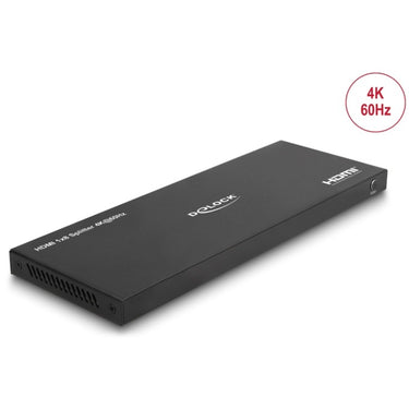 Delock hdmi splitter 1x hdmi in > 8x hdmi out, 4k 60hz (zwart, met downscaler)
