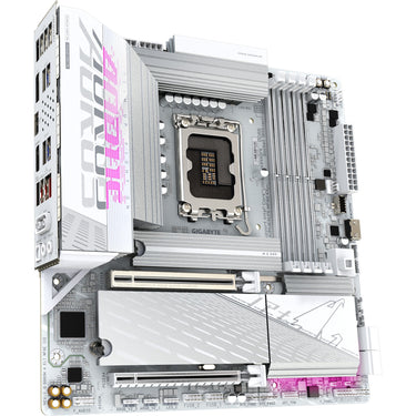 Gigabyte b860m aorus elite wifi6e ice socket 1851 moederbord (zilver wit, raid, 2.5gb-lan, wi-fi 7, bt, sound, µatx)