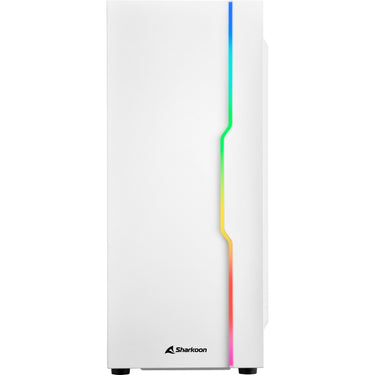 Sharkoon rgb slider midi tower behuizing (wit | 3x usb-a | rgb | tempered glass)