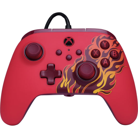Powera advantage controller met kabel voor de xbox series x|s - rood vuur (rood, xbox series x|s, xbox one, pc)