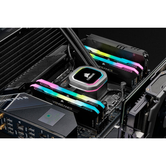 Corsair 64 gb ddr4-3200 (4x 16 gb) quad-kit werkgeheugen (cmh64gx4m4e3200c16, vengeance rgb pro sl, xmp)