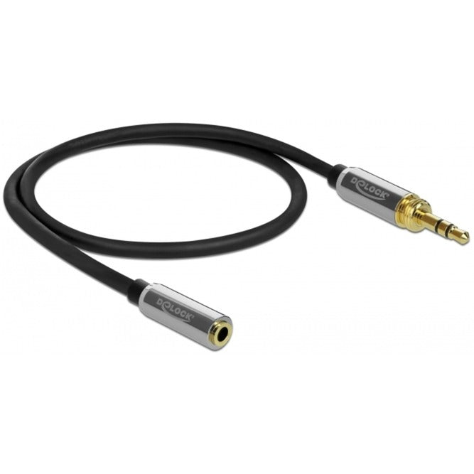 Load image into Gallery viewer, Delock stereo jack 3,5 mm 3-pin male > female verlengkabel (zwart, 0,5 meter)
