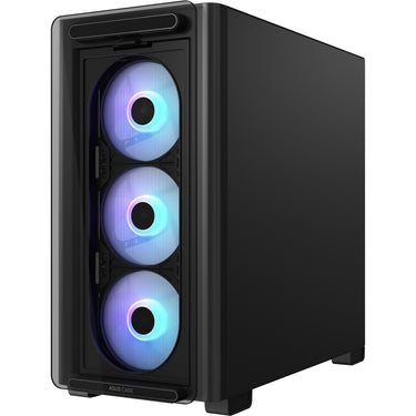 Asus a23 plus mini tower behuizing (zwart | 2x usb-a | 1x usb-c | rgb | tempered glass)