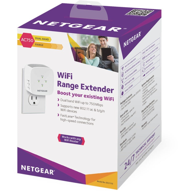 Load image into Gallery viewer, Netgear ex3110 – ac750 wifi range extender access point (wit)
