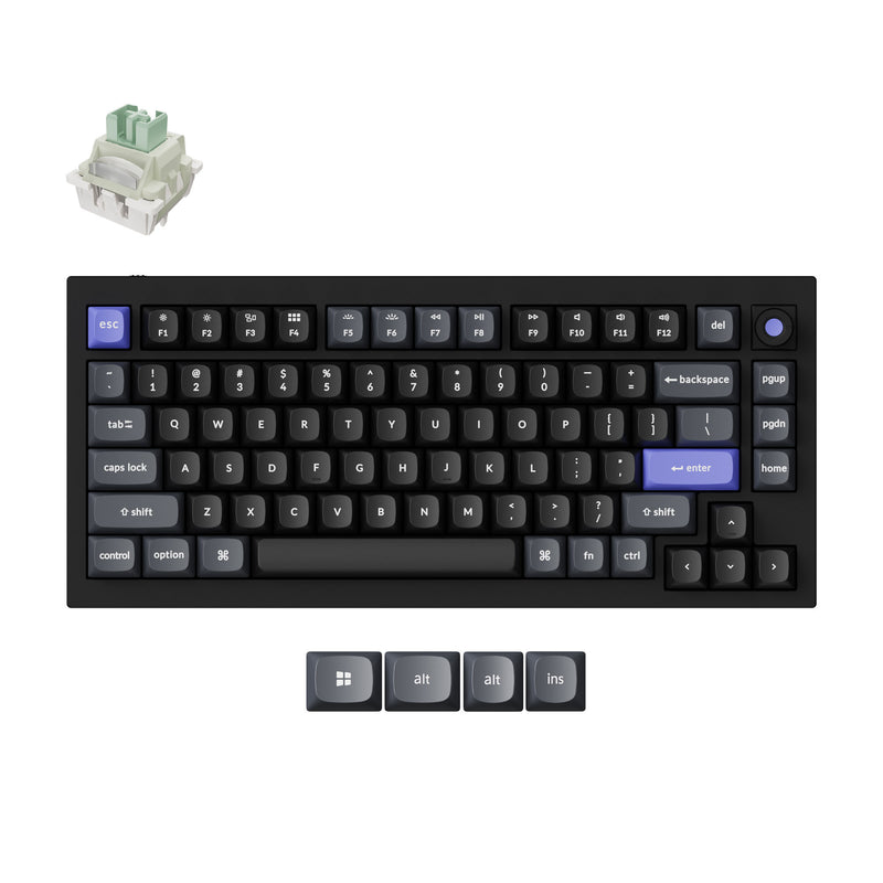 Load image into Gallery viewer, Keychron q1 he 8k magnetic switch keyboard (zwart, us lay-out (qwerty), ultra-fast lime, 75%, rgb, hot swap, 8k)
