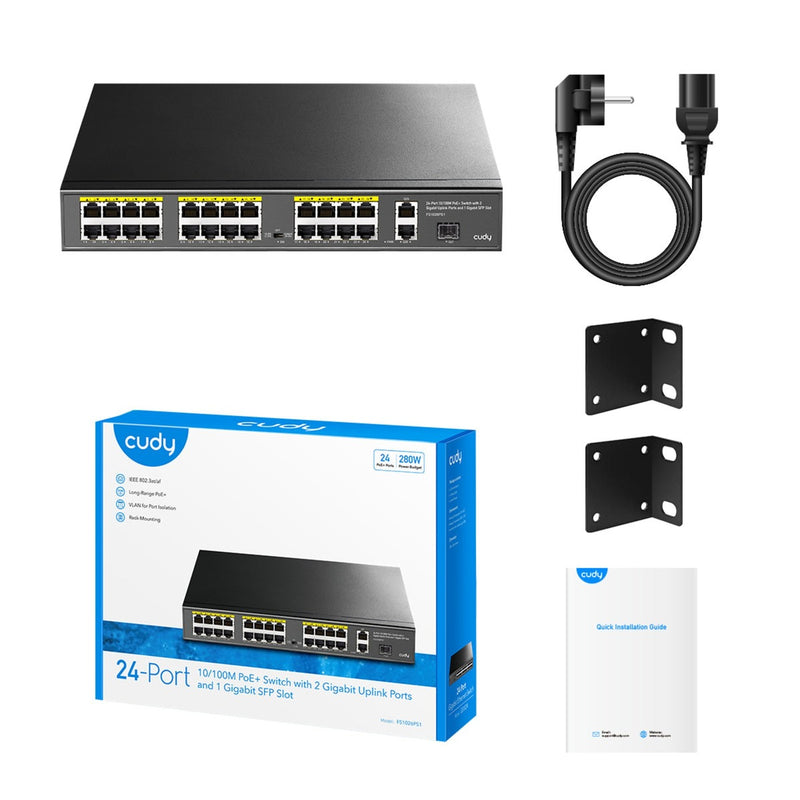 Load image into Gallery viewer, Cudy 24-port 10 100m poe+ switch (zwart)
