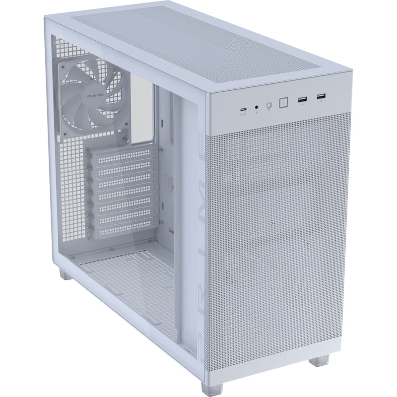 Load image into Gallery viewer, Asus prime ap303 - tempered glass panel midi tower behuizing (wit | 2x usb-a | 1x usb-c | tempered glass)
