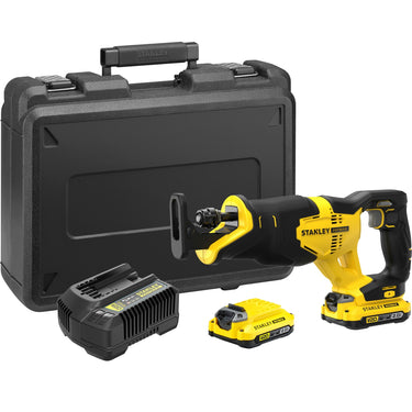 Stanley fatmax v20 18v reciprozaag (geel zwart, koffer, 2 accu's (2.0ah) en oplader (2a) inbegrepen)