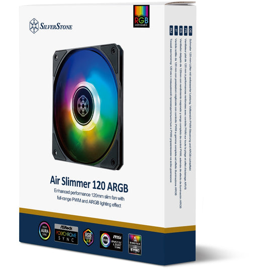 Silverstone air slimmer 120 argb case fan (zwart transparant, 120 x 120 x 15 mm, pwm)