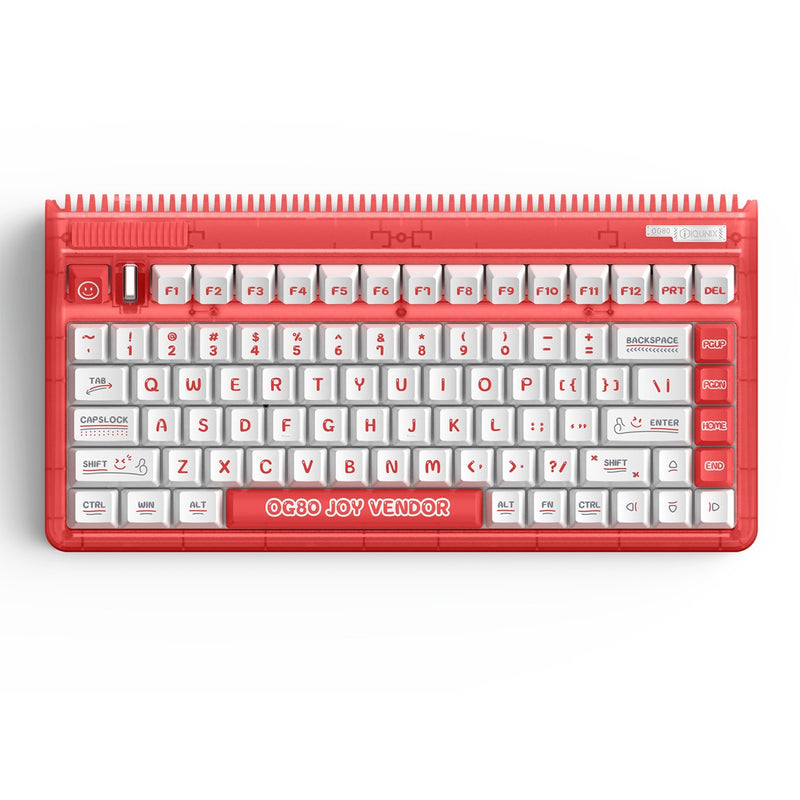 Load image into Gallery viewer, Iqunix og80 joy vendor wireless mechanical keyboard, gaming toetsenbord (grijs wit, us lay-out, cherry mx brown, rgb leds, 80% (tkl), hot-swappable, pbt, 2.4ghz | bluetooth 5.1 | usb-c)
