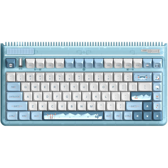 Iqunix og80 wintertide wireless mechanical keyboard, gaming toetsenbord (lichtblauw, us lay-out, iqunix moonstone, rgb leds, 80% (tkl), hot-swappable, pbt, 2.4ghz | bluetooth 5.1 | usb-c)