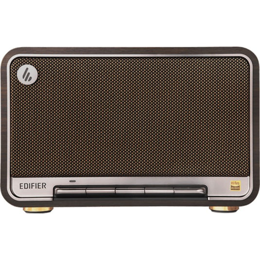 Edifier d32 draadloze tafelluidspreker (donkerbruin zilver, bluetooth, wi-fi (apple airplay), usb-c, aux)